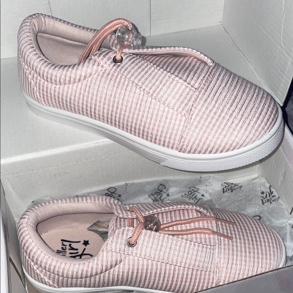 Olivia Miller Pink and White Striped Kids Sneakers NIB